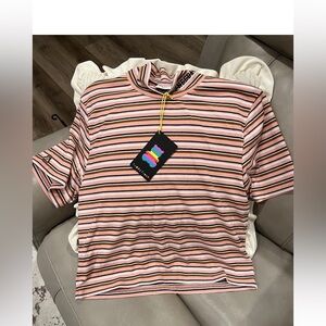 Teddy Fresh WOMEN'S RIB MOCKNECK Pink Size 3XL, New With Tags